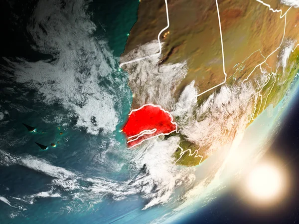 Senegal son derece detaylı yüzey dokuları ve görünür ülke sınırları ile uzaydan. 3D çizim. Nasa tarafından döşenmiş bu görüntü unsurları.
