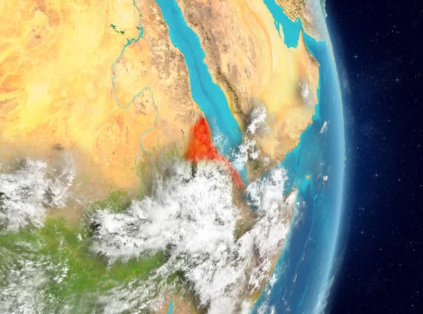 Простір Подання Еритреї Виділено Червоним Кольором Планеті Земля Атмосферою Ілюстрації — стокове фото
