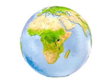 Burundi modeli dünya bir kırmızı vurgulanır. 3d illüstrasyon izole beyaz arka plan üzerinde. Nasa tarafından döşenmiş bu görüntü unsurları.