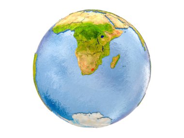 Lesotho modeli dünya bir kırmızı vurgulanır. 3d illüstrasyon izole beyaz arka plan üzerinde. Nasa tarafından döşenmiş bu görüntü unsurları.