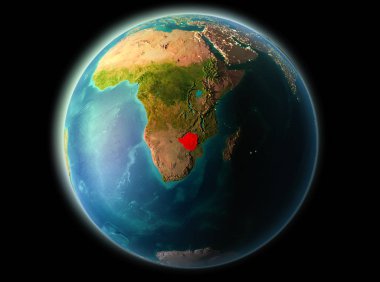 Zimbabve son derece detaylı yüzey dokuları ile gece Dünya gezegeninin yörüngeden. 3D çizim. Nasa tarafından döşenmiş bu görüntü unsurları.