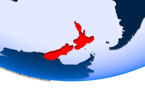 Nuova Zelanda Sul Modello Del Globo Politico Con Oceani Trasparenti — Foto Stock