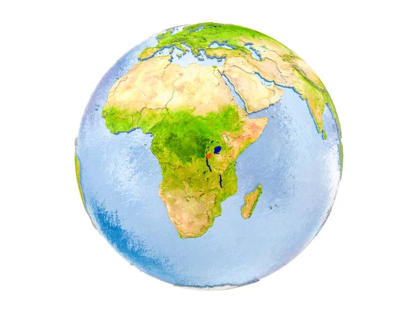 Burundi Destacó Rojo Modelo Tierra Ilustración Aislada Sobre Fondo Blanco — Foto de Stock