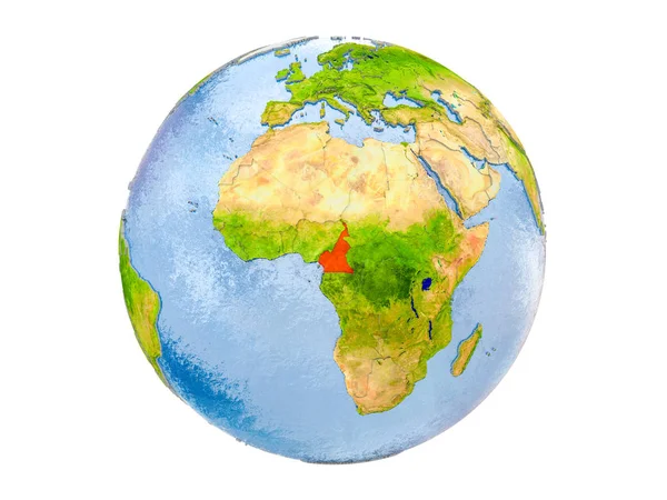 Cameroon Highlighted Red Model Earth Illustration Isolated White Background Elements — Stock Photo, Image