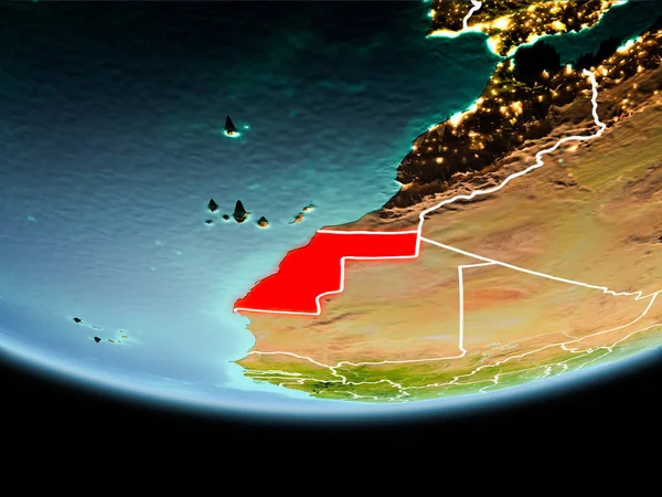 Country Western Sahara Red Planet Earth Evening Visible Border Lines — Stock Photo, Image