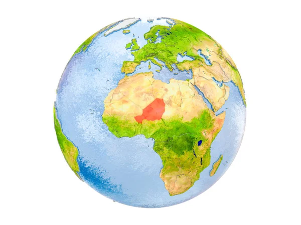 Нигер Выделен Красным Цветом Модели Земли Иллюстрация Выделена Белом Фоне — стоковое фото