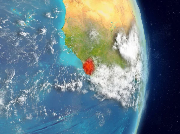 Sierra Leone red Planet Earth atmosfer ile vurgulanmış alanı görünümü. 3D çizim. Nasa tarafından döşenmiş bu görüntü unsurları.