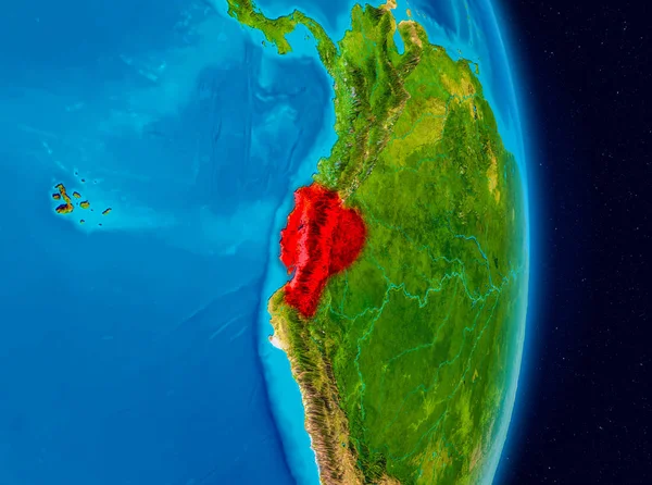 Red Planet Earth ülkede Ekvador. 3D çizim. Nasa tarafından döşenmiş bu görüntü unsurları.