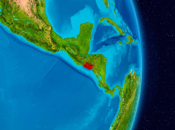 地球上の赤のエルサルバドルの国 イラスト Nasa から提供されたこのイメージの要素 — ストック写真