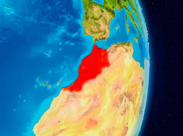 Red Planet Earth ülkede Fas. 3D çizim. Nasa tarafından döşenmiş bu görüntü unsurları.