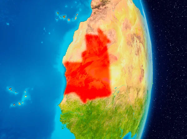 Red Planet Earth ülkede Moritanya. 3D çizim. Nasa tarafından döşenmiş bu görüntü unsurları.