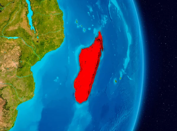 Madagaskar bir ülkenin kırmızı Planet Earth. 3D çizim. Nasa tarafından döşenmiş bu görüntü unsurları.