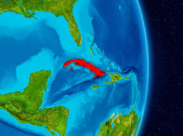 Pays Cuba Rouge Sur Planète Terre Illustration Éléments Cette Image — Photo