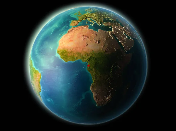 Guineea Ecuatorială Orbita Planetei Pământ Timp Noapte Texturi Suprafață Foarte — Fotografie, imagine de stoc