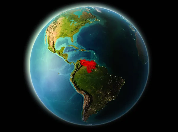 Venezuela Van Baan Van Planeet Aarde Night Met Zeer Gedetailleerde — Stockfoto