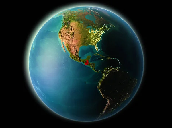 危地马拉从行星地球的轨道在晚上与高度详细的表面纹理 Nasa 提供的这个图像的元素 — 图库照片