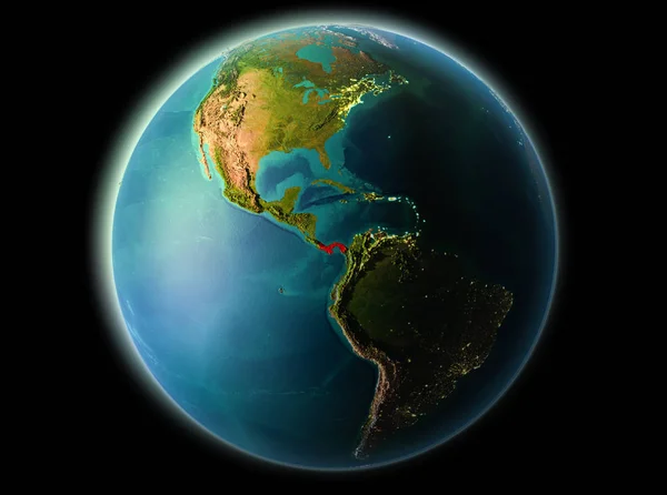 Panama Çok Detaylı Yüzey Dokuları Ile Gece Dünya Gezegeninin Yörüngeden — Stok fotoğraf
