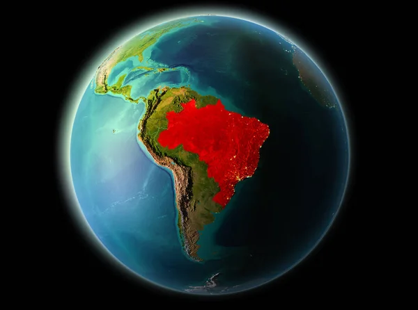 Brazylia Orbity Planety Ziemi Nocy Bardzo Szczegółowe Tekstury Powierzchni Ilustracja — Zdjęcie stockowe