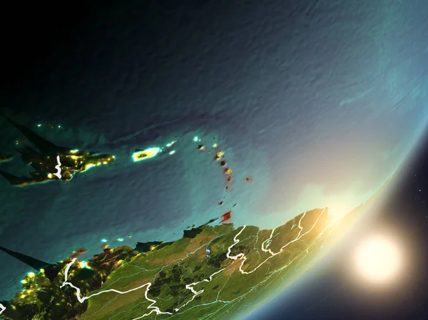 Caribe Desde Espacio Con Texturas Superficiales Muy Detalladas Fronteras País —  Fotos de Stock