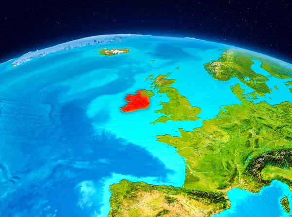 Vista Satelital Irlanda Resaltada Rojo Planeta Tierra Ilustración Elementos Esta —  Fotos de Stock