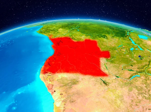 Uydu görüntüsü Angola Planet Earth kırmızı vurgulanır. 3D çizim. Nasa tarafından döşenmiş bu görüntü unsurları.