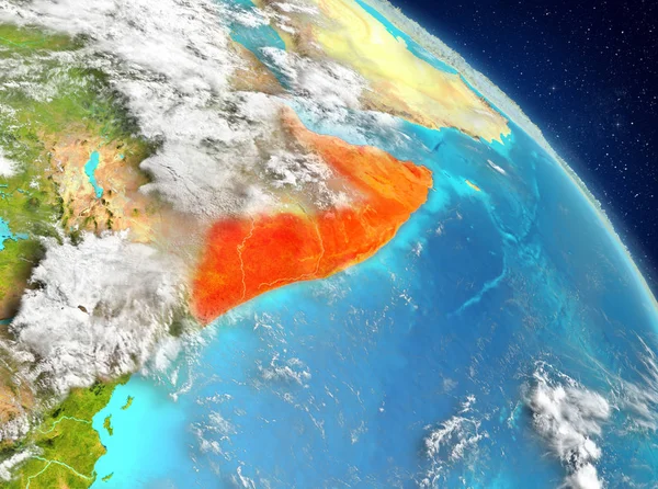 Dünya yörüngesine görüldüğü gibi Somali Illustration. 3D çizim. Nasa tarafından döşenmiş bu görüntü unsurları.