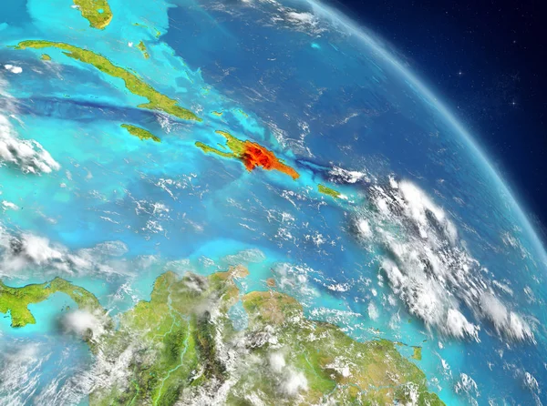 Ілюстрація Домініканська Республіка Видно Землі Орбіти Ілюстрації Елементи Цього Зображенні — стокове фото