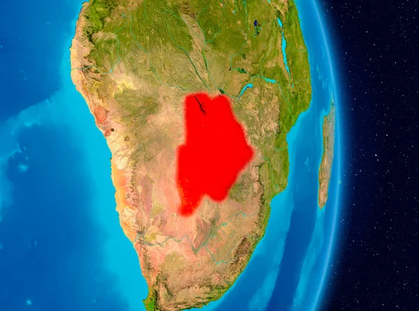 Botswana ülke kırmızı Planet Earth. 3D çizim. Nasa tarafından döşenmiş bu görüntü unsurları.