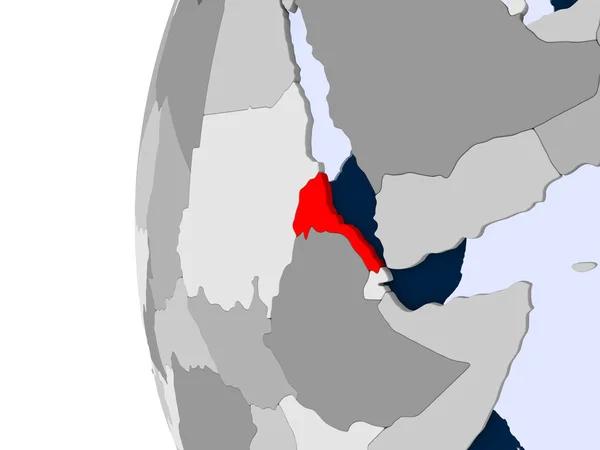 Eritrea Politikai Földgömb Átlátható Óceánok Piros Illusztráció — Stock Fotó