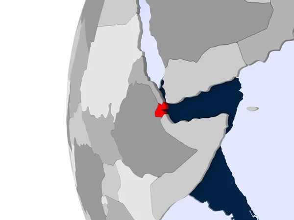 Dzsibuti Politikai Földgömb Átlátható Óceánok Piros Illusztráció — Stock Fotó