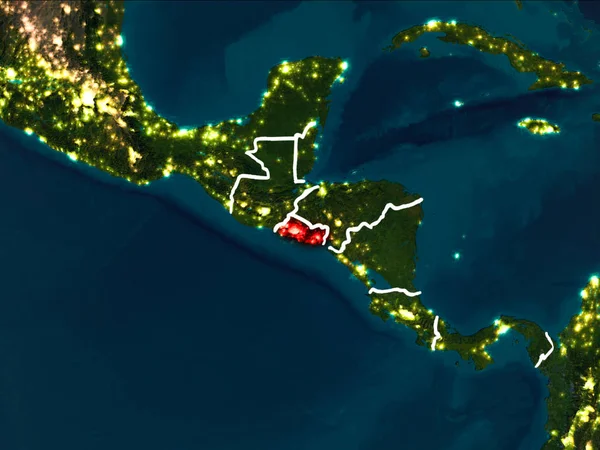 Σαλβαδόρ Επισημαίνονται Κόκκινο Χρώμα Από Την Τροχιά Της Γης Νύχτα — Φωτογραφία Αρχείου