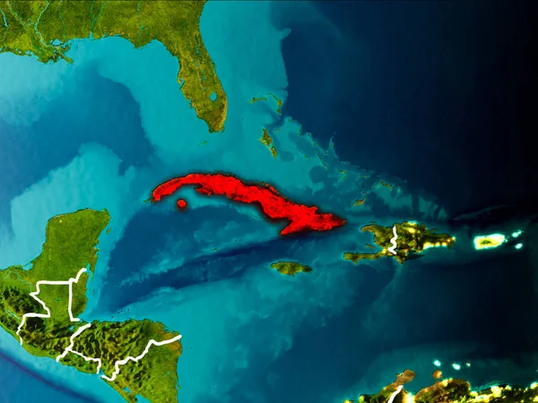 Κούβα Πρωί Που Επισημαίνονται Κόκκινο Χρώμα Στον Πλανήτη Ορατό Περίγραμμα — Φωτογραφία Αρχείου
