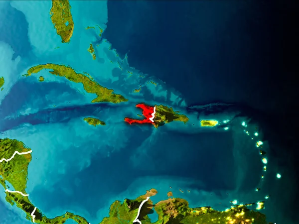 Haïti Dans Matinée Mis Évidence Rouge Sur Planète Terre Avec — Photo