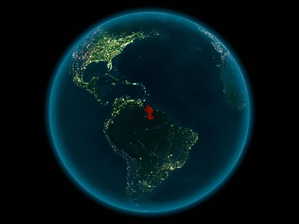 Noche Por Encima Guyana Destacó Rojo Modelo Del Planeta Tierra — Foto de Stock