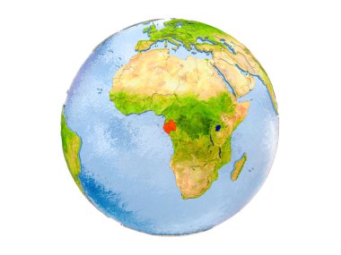 Gabon modeli dünya bir kırmızı vurgulanır. 3d illüstrasyon izole beyaz arka plan üzerinde. Nasa tarafından döşenmiş bu görüntü unsurları.