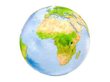 Ekvator Ginesi modeli dünya bir kırmızı vurgulanır. 3d illüstrasyon izole beyaz arka plan üzerinde. Nasa tarafından döşenmiş bu görüntü unsurları.