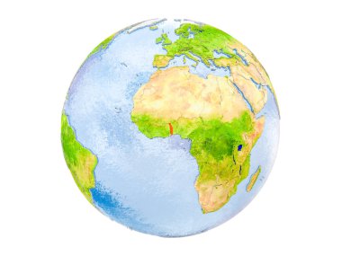 Togo modeli dünya bir kırmızı vurgulanır. 3d illüstrasyon izole beyaz arka plan üzerinde. Nasa tarafından döşenmiş bu görüntü unsurları.