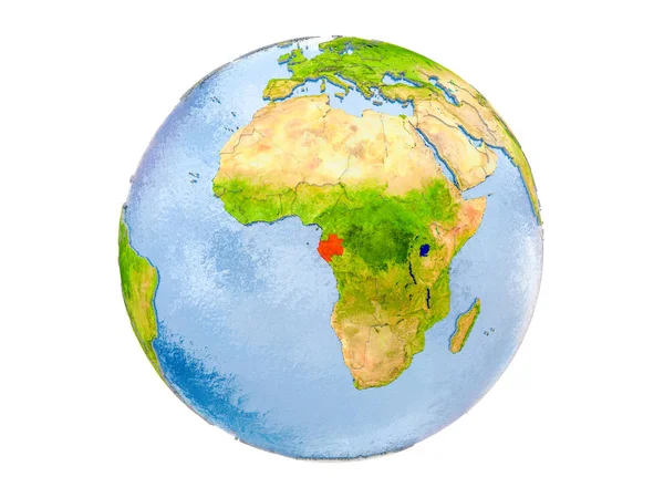 Gabon modeli dünya bir kırmızı vurgulanır. 3d illüstrasyon izole beyaz arka plan üzerinde. Nasa tarafından döşenmiş bu görüntü unsurları.