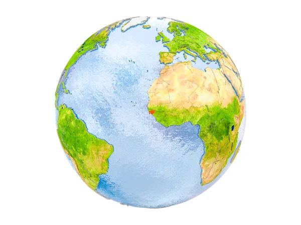 几内亚比绍用红色强调地球模式 在白色背景上隔离的插图 Nasa 提供的这个图像的元素 — 图库照片