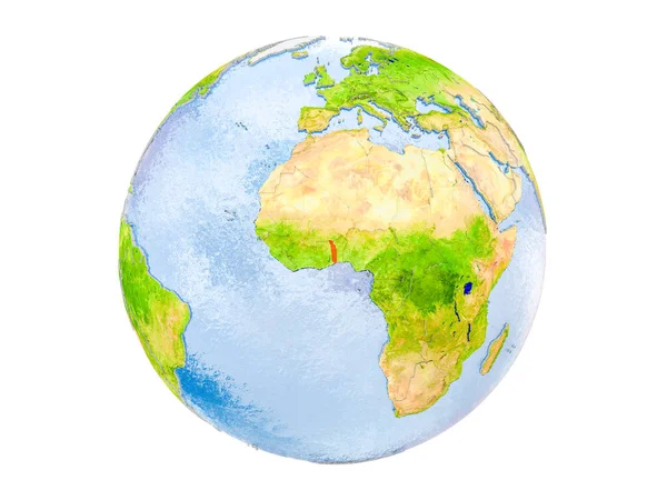 Togo modeli dünya bir kırmızı vurgulanır. 3d illüstrasyon izole beyaz arka plan üzerinde. Nasa tarafından döşenmiş bu görüntü unsurları.