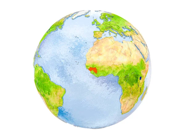 Gine modeli dünya bir kırmızı vurgulanır. 3d illüstrasyon izole beyaz arka plan üzerinde. Nasa tarafından döşenmiş bu görüntü unsurları.