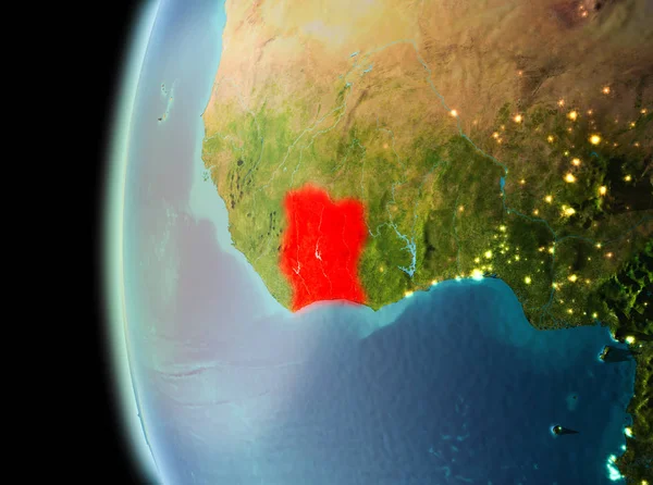 Dünya yörüngesine geç akşam görülen Fildişi Illustration. 3D çizim. Nasa tarafından döşenmiş bu görüntü unsurları.