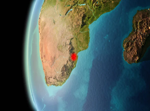 Ілюстрація Свазіленду Видно Землі Орбіти Пізнього Вечора Ілюстрації Елементи Цього — стокове фото