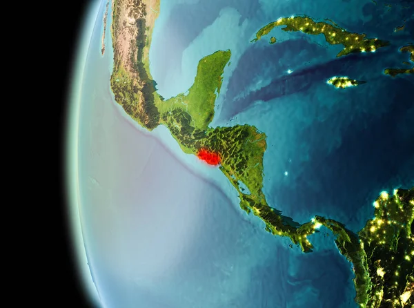 Ilustracja Salwadoru Jak Widać Ziemskiej Orbity Późnych Godzin Wieczornych Ilustracja — Zdjęcie stockowe