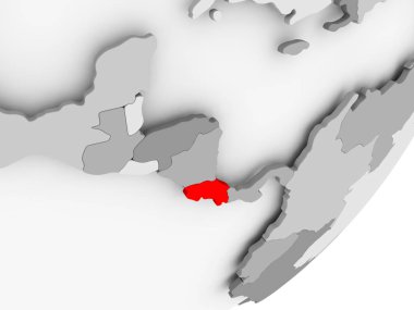 Kosta Rika gri küre kırmızı vurgulanır Illustration. 3D çizim.