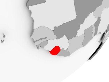 Sierra Leone gri küre kırmızı vurgulanır Illustration. 3D çizim.