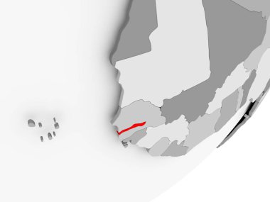 Gri küre kırmızı vurgulanır Gambiya Illustration. 3D çizim.