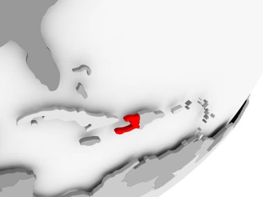 Gri küre kırmızı vurgulanır Haiti Illustration. 3D çizim.