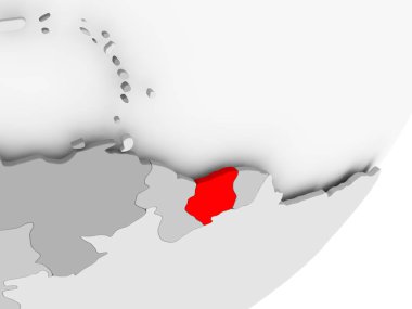 Gri küre kırmızı vurgulanır Surinam Illustration. 3D çizim.