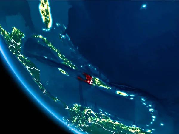 Map Haiti Red Seen Space Planet Earth Night White Borderlines — Stock Photo, Image